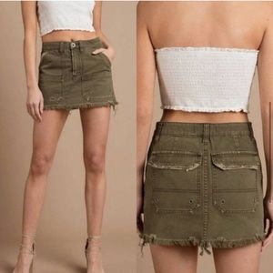 Free People Olive Mini Skirt